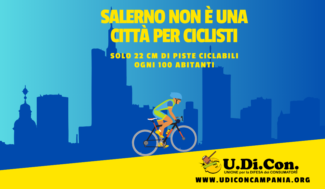 Salerno non è una città per ciclisti. Solo 22 cm di piste ciclabili ogni 100 abitanti